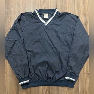 Vintage Discus Athletic V Neck Windbreaker Pullover Jacket Navy Men’s Large